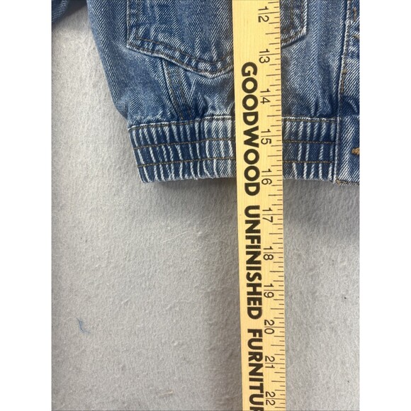 Wet Seal Blue Denim Button Front Cropped Jean Jacket S Stretch Waist Vintage Y2K - Picture 7 of 8